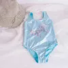 ユニコーンの子供の水着虹プリント女の子ワンピース水着水着子供の入浴スーツ3-8年スパンコール21