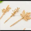 Clips & Barrettes Jewelry Drop Delivery 2021 1 Shape Tree Leaves With Bird On Branch Resin Diamond Hairpin Gold Or Sier Plated For Women Girl