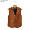 Women V Neck Solid Color Slim Linen Vest Jacket Ladies Retro Sleeveless Single Breasted Casual WaistCoat Chic Tops CT706 210420