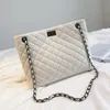 Evening Bags White Women's Shoulder Chain Crossbody Bag Pu Leather Tote Diamond Lattice Sling Handbag Big Quilted Female Shop275u