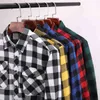 Men's Plaid Flannel Shirt Spring Autumn Male Regular Fit Casual Long-Sleeved Shirts For (USA SIZE S M L XL 2XL) 210705