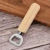 Wooden Handle Beer Bottle Opener Bar Stainless Steel Corkscrew Household Kitchen Tool Customized LOGO