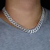 Collana hip hop ghiacciata di larghezza 15MM bling baguette trasparente 5A cubic zirconia catena a maglia cubana hip hop rock collana da uomo gioielli X0509