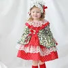 Court Style Spring Baby Girls Robes d'impression à manches longues Enfants Summer Kids Girl Princess Vêtements 210429