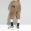 [EAM] High Elastic Waist Khaki Contrast Color Pocket Harem Trousers Loose Fit Pants Women Fashion Spring Autumn 1DD7167 21512