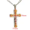 Pendant Necklaces Arrival Stainless Steel Charm Crucifix Jesus 35*57mm Cross Pendants 3:1 Fiagro Chain 24'' For Men Jewelry Findings
