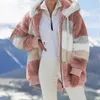 Vestes pour femmes hiver femmes veste mode peluche Patchwork poche à fermeture éclair à capuche rétro ample à manches longues couche de finition en gros