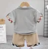 服2PCSボーイズサマーセット子供のファッションシャツ男の子の衣装の衣装0-5年の幼児のトラックスーツ45pu