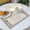 Signage Placemat Pads Design Printed linen fabric tassel decoration Mat Pad 8 pattern for festival dinner party home hotel cafe table decoration