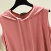 BF style modal à capuche femmes grande taille 2021 été nouveau style coréen mince sans manches haut ample couleur unie décontracté couple T-shirt Y0621