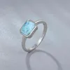 2021 Tendência 925 Sterling Prata Natural Gemstones Larimar Anel para Mulheres Geometria Design Clássico Jóias Femininas Simples Namoro