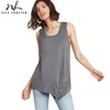 Nice-Forever Summer Women Fashion Unsymmetrical Hem T-shirts Casual Oversized Tank Tees Toppar 1BTYT037 210419