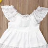 2020夏のファッション幼児の女の子ファッションの服白いレースの花オフショルダードレス子供女の子カジュアルなドレス衣装Q0716