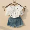 Kinderen blouse voor meisjes lente herfst kinderen blouses lange mouw witte dot tops babykleding 8 tot 12 tiener shirts 210622