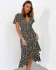 Ruffled Boho Maxi Lång Klänning Kvinnor Sommar Elegant V-Neck Cross Print Blommor Bälte Vintage Dress Beach Kvinna Vestido 210508