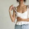 INSPIRIERTE sexy Damenoberteile im Vintage-Stil, plissierte Bluse, Damen-Bluse mit Trägern an der Schulter, weiße Streetwear, sexy Oberteile für Mädchen, neu 210412