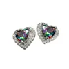 Cubic Zircon Heart Stud Earrings Love Red Green Purple Crystal Earrings Studs for Women Fashion jewelry