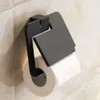 Svart toalettpappershållare Enkelt badrum Tillbehör Zink Alloy Vävnadsrullhållare med lock One Hand Tear 210709