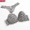 DKERT ABC G String Sexy Leopard Women Bra Set Hollow Out Push Up ABC Lace Thong Underwear Panty Luxury Bra Brief Set K1393 Y18101502