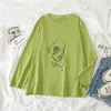 T-shirt femminile Abstract Beauty Face Stampa T-shirt manica lunga ragazza O-Collo It Matters Lettera stampata Candy Loose Top casual 210518