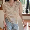 Ezgaga criss-cross-cross laço retalhos floral blusa mulheres verão novo v-pescoço coreano moda sopro manga solta senhora camisas 210430