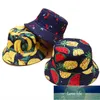 Panama Bucket Hats Women Men Reversible Fruit Banana Watermelon Cherry Print Fisherman Hat Casual Harajuku Hip Hop Bucket Cap Factory price expert design Quality