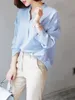 Blusa de moda coreana Mujeres Primavera Otoño Manga larga Camisas con cuello en V Señoras Casual Botón Up Tops Ropa 210525