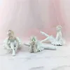 VILEAD Ceramic White Ballet Dancing Girl Figurines for Interior Nordic Creative Statues Sweet Home Wedding Decorstion Accessries 211105