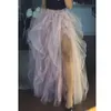 Mode Femmes Maxi Tulle Élastique Taille Haute Étage Jupes Avant Fente Asymétrique Dames Parti Tutu Jupe Faldas Mujer Saia 210416