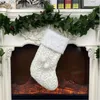 Christmas Stocking Santa Claus Sock Plaid Burlap xas Tree Decoration New Year Gift Candy Bags