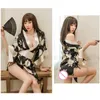 Japansk kimono klänning cosplay för kvinnor Sleepwear Yukata sexiga pyjamas print silke japan kläder 210924