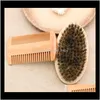 Fırçalar Bakım Styling Araçları Saç Ürünleri Bırak Teslimat 2021 Domuzu Kıl Fırça El Yapımı Sakal Tarak Kiti Erkekler Için Bıyık Bıyık Kumaş Çanta 9UFD