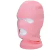 Cappellini da ciclismo Maschere Maschera di copertura integrale in puro colore Passamontagna a 3 fori Sciarpa scalda sci invernale in maglia da esterno