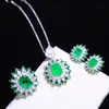 Kolczyki Naszyjnik Wykwintne 925 Sterling Silver Jewelry Set Emerald Gemstone Pierścionki Fine Women Color Treasure