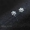 Bonito Floco de Neve Romantic Zirconia Stud Brincos para Mulheres 925 Sterling Silver Jewelry Mode Bijoux 210707