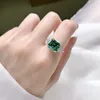 Luomansi 10 * 10mm kvadrat smaragd diamantring 100% -s925 silver smycken bröllop cocktail party kvinna gåva 220216