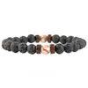 Difusor de óleo preto de 8 mm Lava Rock Strand Bracelet Bracelets Bracelets para homens Jóias de moda Will and Sandy