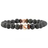 Difusor de óleo preto de 8 mm Lava Rock Strand Bracelet Bracelets Bracelets para homens Jóias de moda Will and Sandy