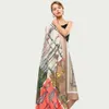 Kvinnor Square Silk Neck Scarf Bronzing Luxury Print Foulard Kvinna Travel Bright Scarf Stale [3631] Q0828