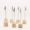 NEWPlace Card Holders with Alligator Clip Wooden Cube Base Photo Memo Clip Wood Stand Office Party Supplies EWD7059