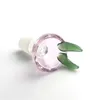 Ciotola per bong in vetro colorato maschio da 14 mm 18 mm con narghilè spesso in Pyrex con manico rosa verde trasparente per fumatori