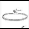 Charm Jewelry Drop Delivery 2021 Sier Plated Bracelets Full Diamond Crystal Chain Fit Pandora Rhinestone Bangle Bracelet Women Female Gift Br