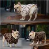 Moda Lüks Köpek Giysileri Kış Leopar Baskı French Bulldog Yumuşak Kat Tasarımcı Orta Kürk Hoodies Sevimli Köpek Bebek