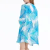 Beach Cover up Cotton Leaves Print Swimwear Robe de Plage Sarong Poncho wear Coverups Saida Praia #Q359 210420