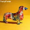 YuryFvna Nordic Painting Graffiti Tekkel Sculptuur Beeldje Art Elephant Statue Creatieve Hars Crafts Woondecoratie 201210