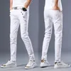 Mężczyźni Skinny Jeans Spodnie Slim Fit Korean Fashion Casual Wysokiej Jakości Zipper Ołówek Bawełniane Czarne Spodnie Rozmiar 27-36 210715