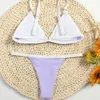 2021 Nouvelle couleur unie Triangle Bikini Maillot de bain fendu Couleur vive Sexy Maillots de bain pour femmes Bikini 2 pièces Ensemble Femmes Bikini SetX0523