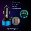 Chargeur de voiture 3.0 A double USB 12-24V écran LCD prise allume-cigare QC pour Iphone 11 Samsung Xiaomi Huawei