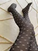 Socks Black Breathable Silver Wire Mesh Bb Letter Pants Pantyhose Printed Bottom