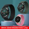 Korte Bands Band 20mm 22mm Nylon voor Galaxy 42mm 46mm Gevlochten Solo Lus Strap Huawei GT2 Elastische Armband